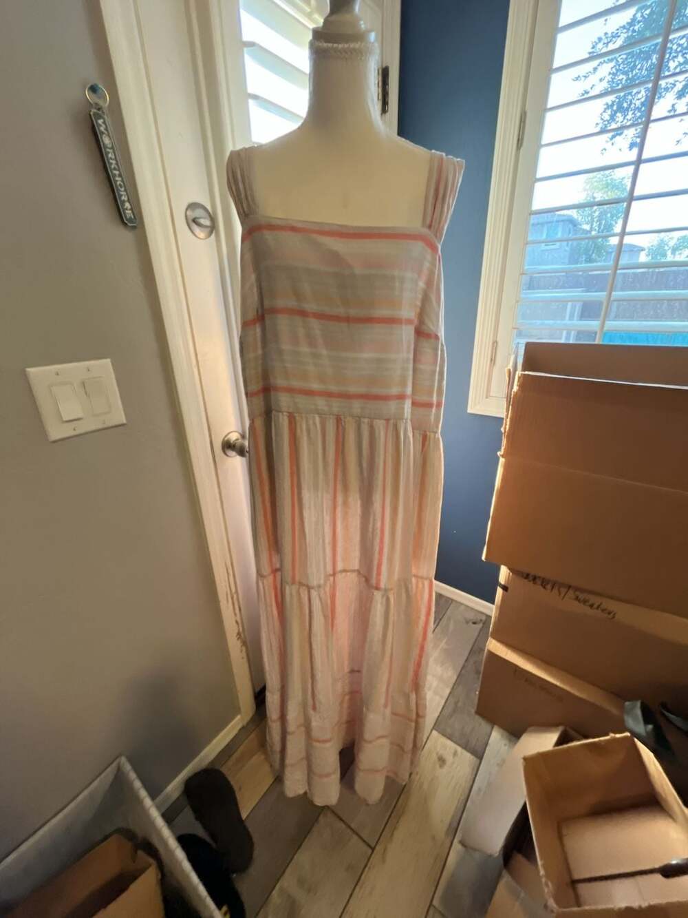 Terra & Sky Plus Size Striped Tiered Maxi Dress 3X